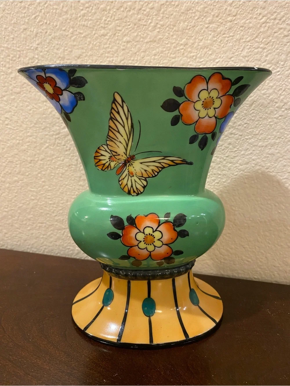 Vintage Sakuraware Japan Hand Painted Butterfly Flower Vase